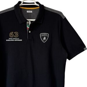 Lamborghini Shirt Official Auto Driver World Race Pique Black Polo Men’s XXL